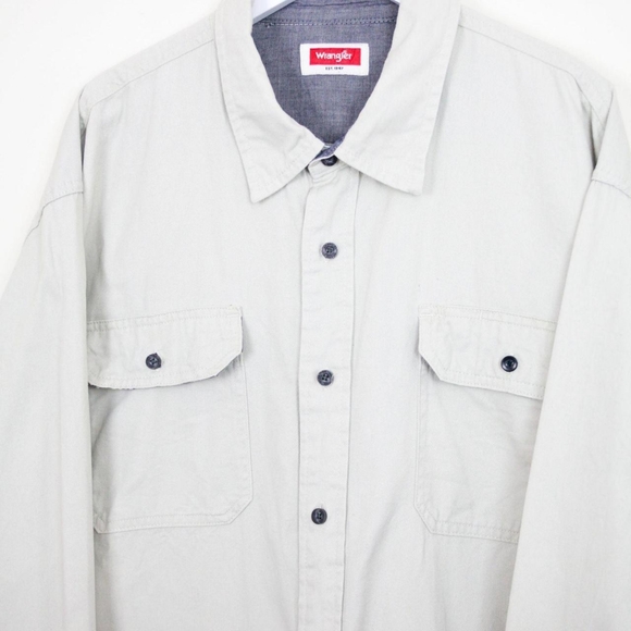 Wrangler Cream Khaki Button Up Shirt (XL) - Picture 4 of 4